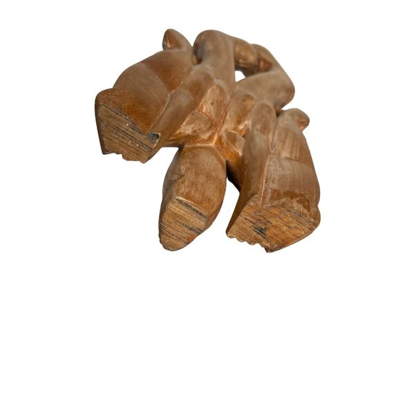 Hand Carved Wooden Figure Five Flute Players Rustic Indonesian Decor Bohemian - Picture 9 of 10